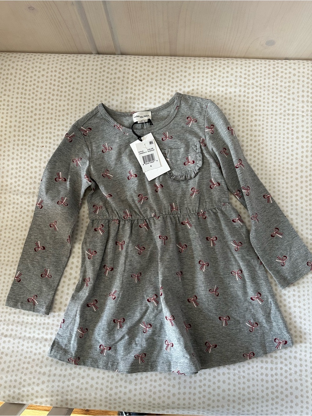 Gymboree Grey Dress with Pink Bow Print